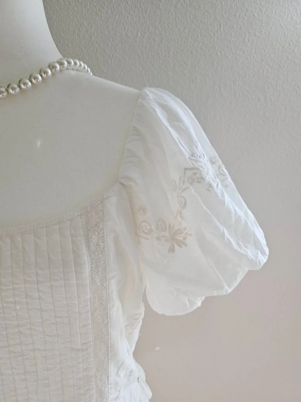 LoveShackFancy Breonna Top White Embroidered Puff Sleeve Blouse NWT Size 10